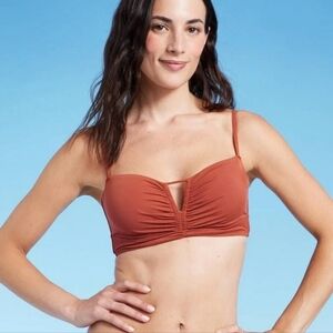 Shade & Shore Swim Shade & Shore Longline Cinch Front Keyhole Bikini Top 34DD